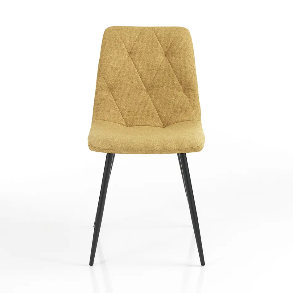 4 Dining Chairs in Easy Clean Fabric and Metal Legs - Lazio Viadurini