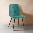 4 Dining Chairs in Easy Clean Fabric and Metal Legs - Lazio Viadurini