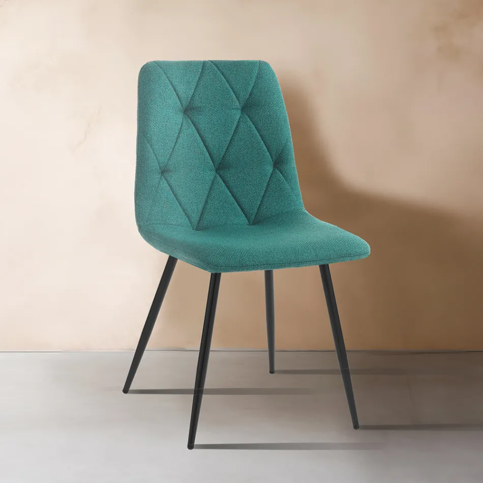 4 Dining Chairs in Easy Clean Fabric and Metal Legs - Lazio Viadurini