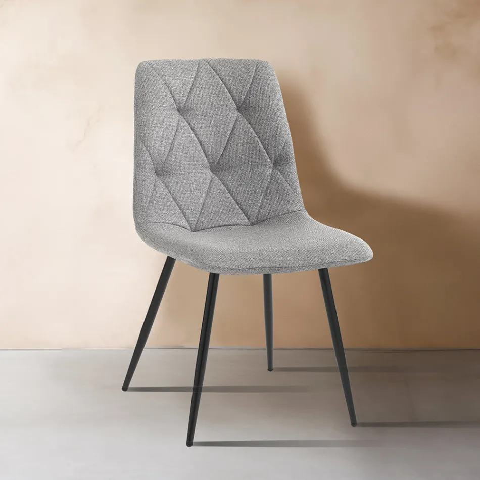 4 Dining Chairs in Easy Clean Fabric and Metal Legs - Lazio Viadurini