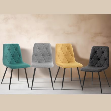 4 Dining Chairs in Easy Clean Fabric and Metal Legs - Liguria Viadurini