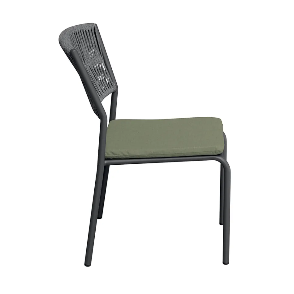 4 Stackable Aluminum and Rope Garden Chairs - Lunaris Viadurini