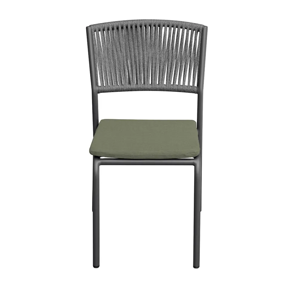 4 Stackable Aluminum and Rope Garden Chairs - Lunaris Viadurini