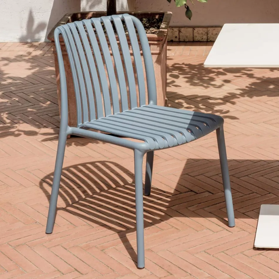 4 Stackable Garden Chairs in Polypropylene and Fiberglass - Orelia Viadurini