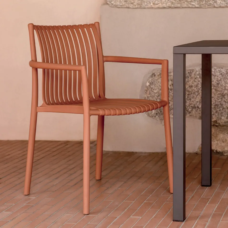 4 Stackable Garden Chairs in UV-Resistant Polypropylene - Ondara Viadurini