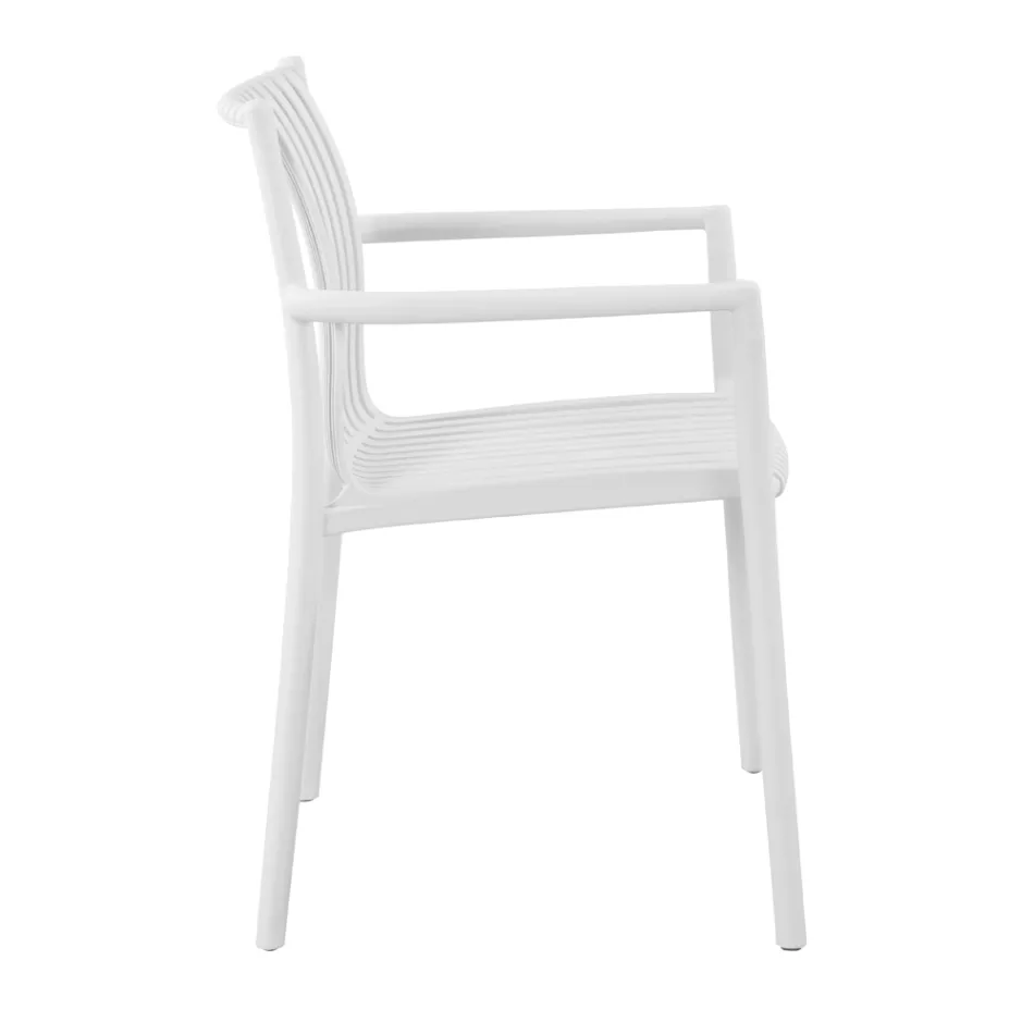 4 Stackable Garden Chairs in UV-Resistant Polypropylene - Ondara Viadurini