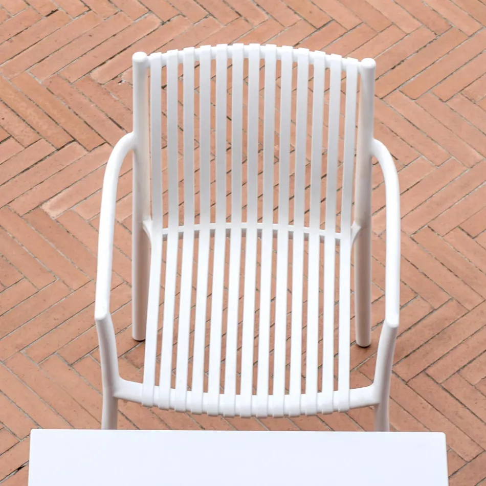 4 Stackable Garden Chairs in UV-Resistant Polypropylene - Ondara Viadurini
