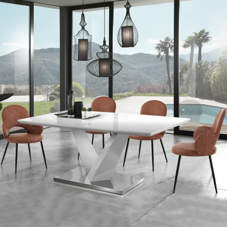 4 Synthetic Leather Chairs in Different Finishes - Amaranth Viadurini