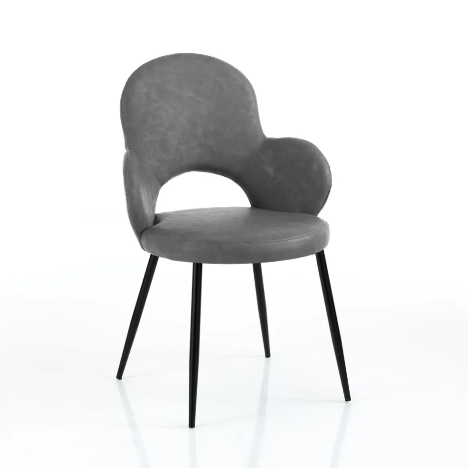4 Synthetic Leather Chairs in Different Finishes - Amaranth Viadurini