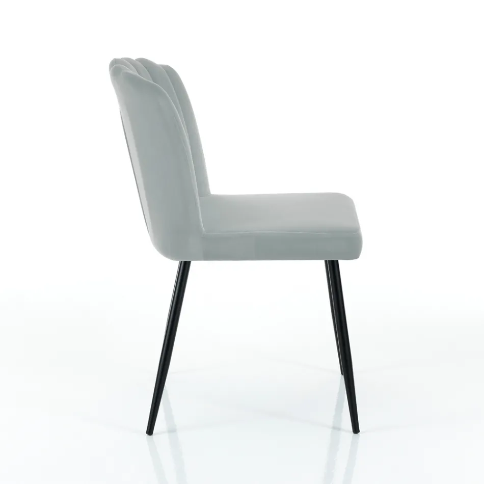 4 Chairs in Gray Velvet Effect Microfiber Fabric - Apricot Viadurini