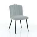 4 Chairs in Gray Velvet Effect Microfiber Fabric - Apricot
