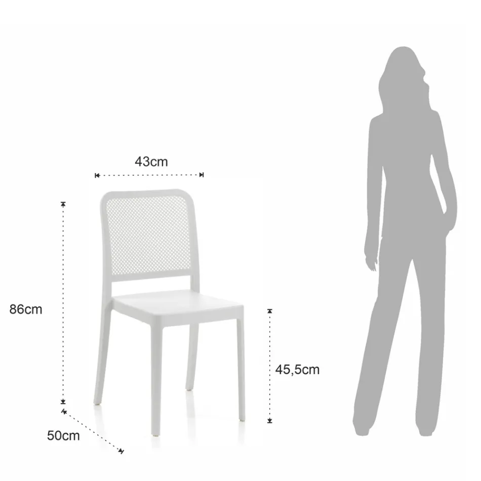 4 Stackable Indoor and Outdoor Chairs in Polypropylene - Peacock Viadurini