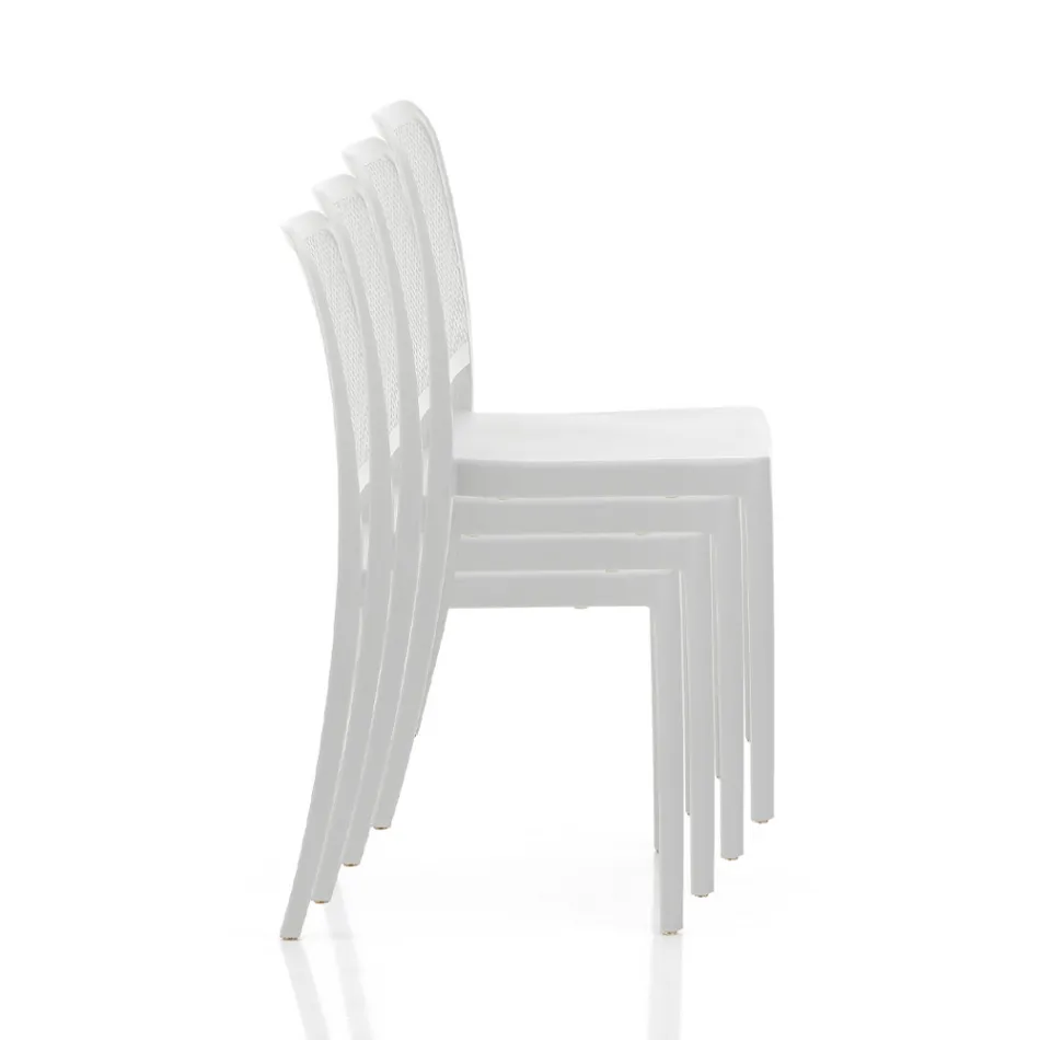 4 Stackable Indoor and Outdoor Chairs in Polypropylene - Peacock Viadurini