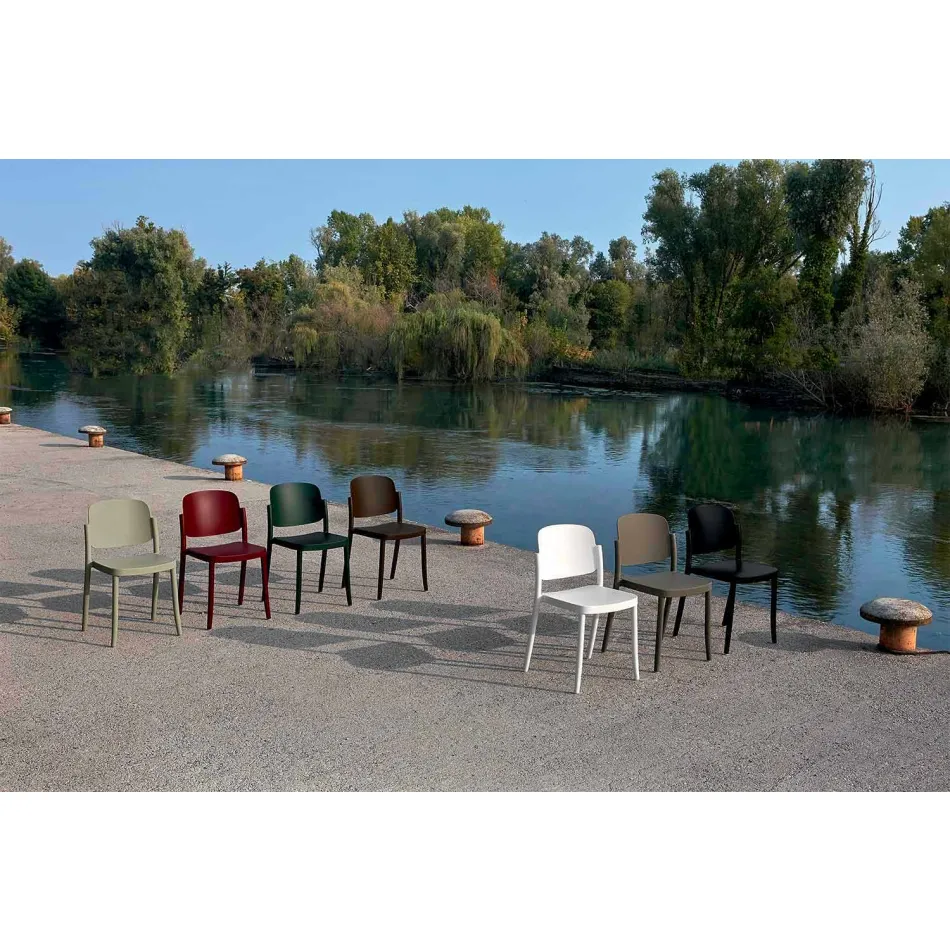 4 Modern Stackable Outdoor Chairs in Polypropylene Made in Italy - Bernetta Viadurini