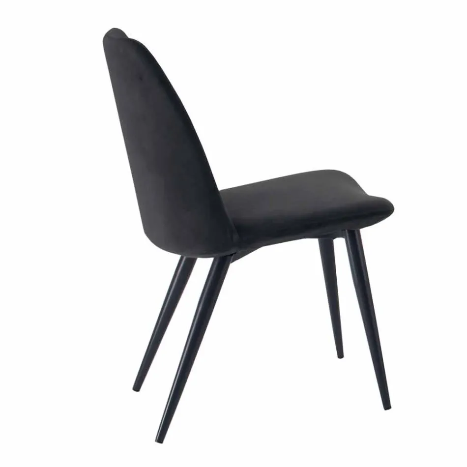 4 Upholstered Dining Room Chairs Covered in Velvet Made in Italy - Granella Viadurini