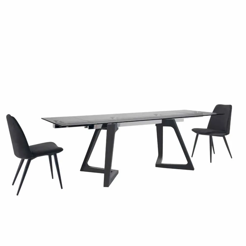 4 Upholstered Dining Room Chairs Covered in Velvet Made in Italy - Granella Viadurini