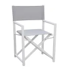 4 Director Outdoor Chairs in White Metal and Gray Textilene - Nature Viadurini