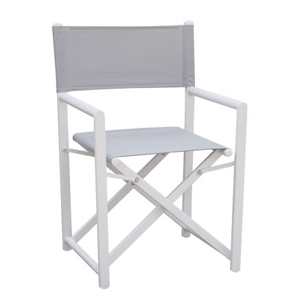4 Director Outdoor Chairs in White Metal and Gray Textilene - Nature Viadurini