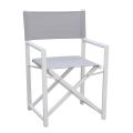 4 Director Outdoor Chairs in White Metal and Gray Textilene - Nature