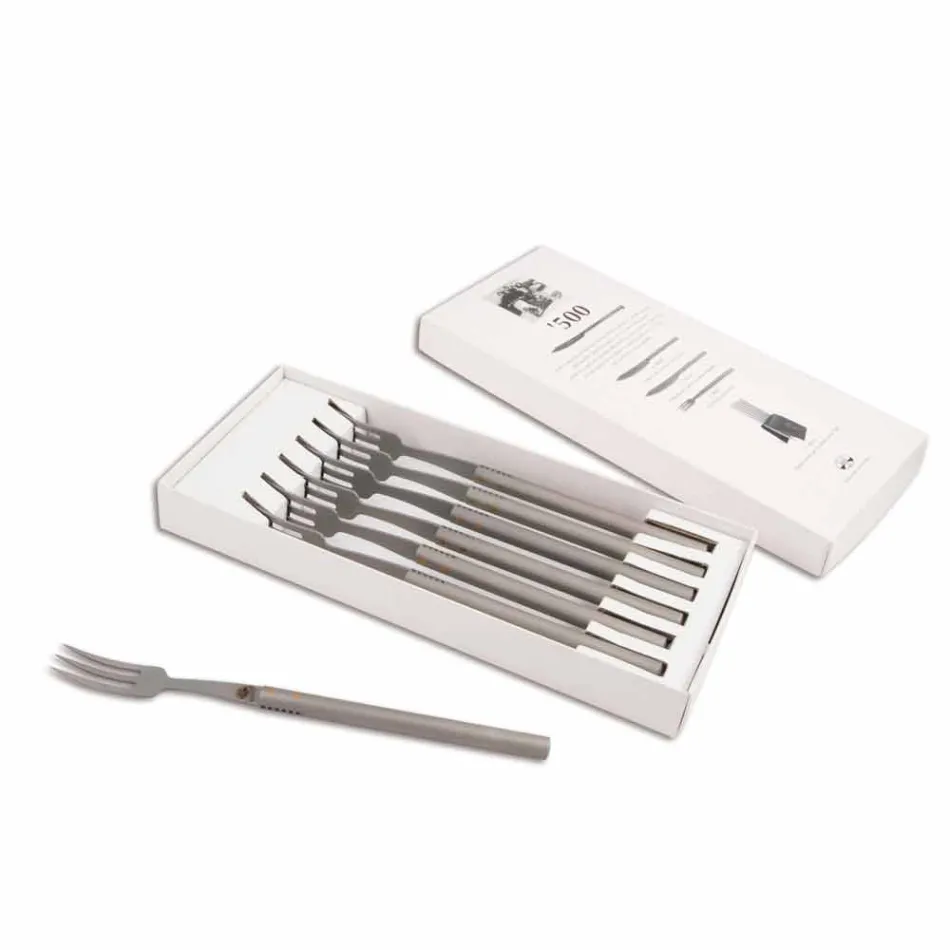 6 Berti Stainless Steel Table Forks' 500 exclusively for Viadurini - Edolo Viadurini