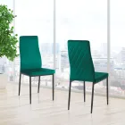 6 Living Room Chairs in Green Velvet Effect Microfiber Fabric - Calabria Viadurini