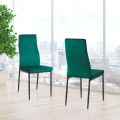 6 Living Room Chairs in Green Velvet Effect Microfiber Fabric - Calabria