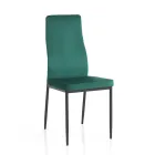 6 Living Room Chairs in Green Velvet Effect Microfiber Fabric - Calabria Viadurini