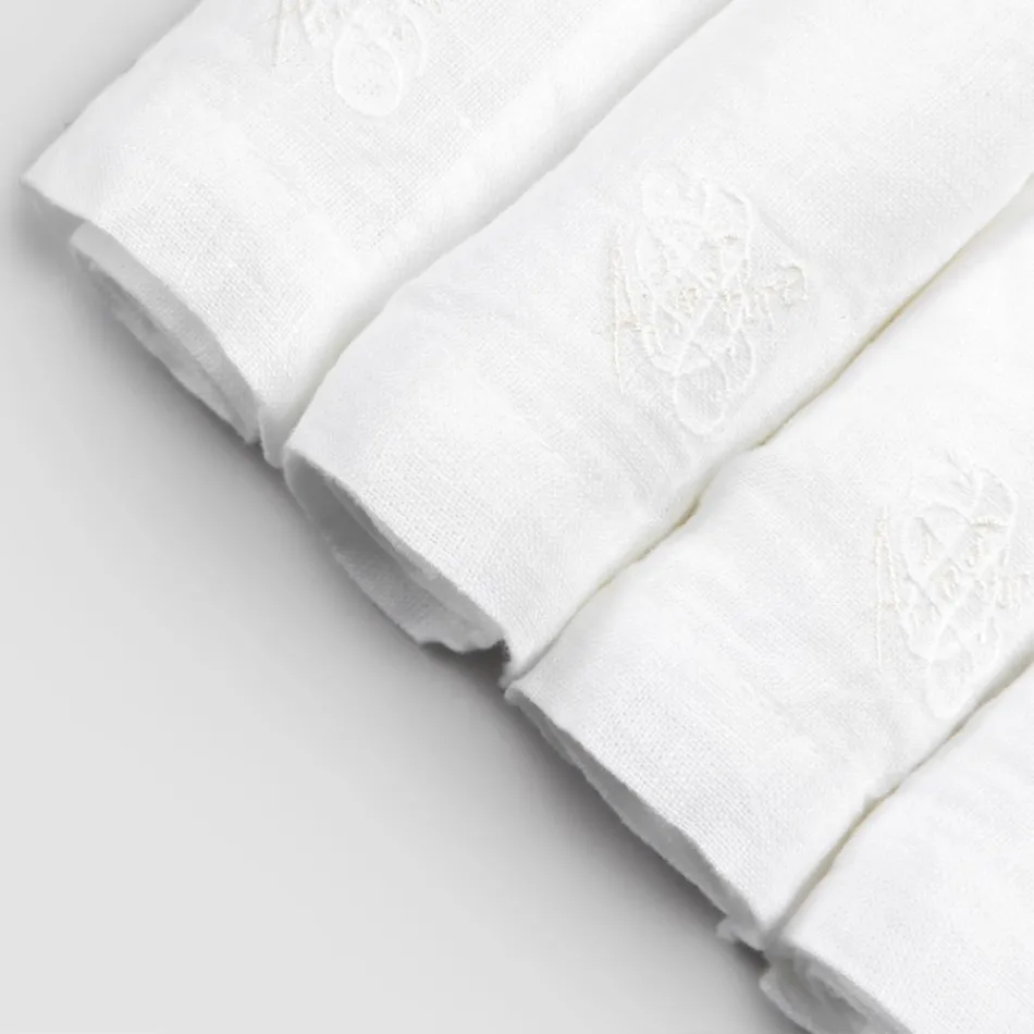 6 Light Linen Napkins with High Quality Italian Luxury Decoration - Virtu Viadurini