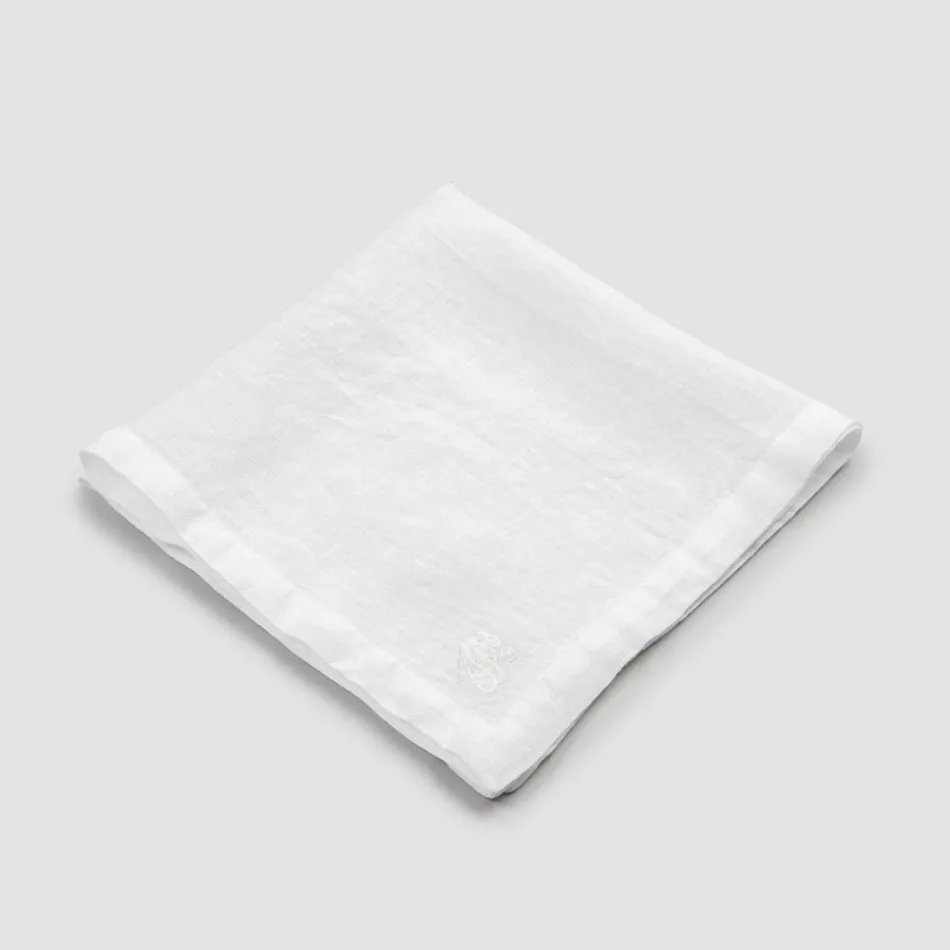 6 Light Linen Napkins with High Quality Italian Luxury Decoration - Virtu Viadurini
