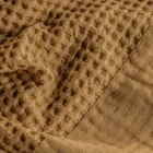 Cotton Honeycomb Hooded Bathrobe with Linen Frill - Plush Viadurini