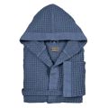 Cotton Honeycomb Hooded Bathrobe with Linen Frill - Plush