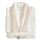 Cotton Terry Shawl Collar Bathrobe with Linen Frill - Mellow Viadurini