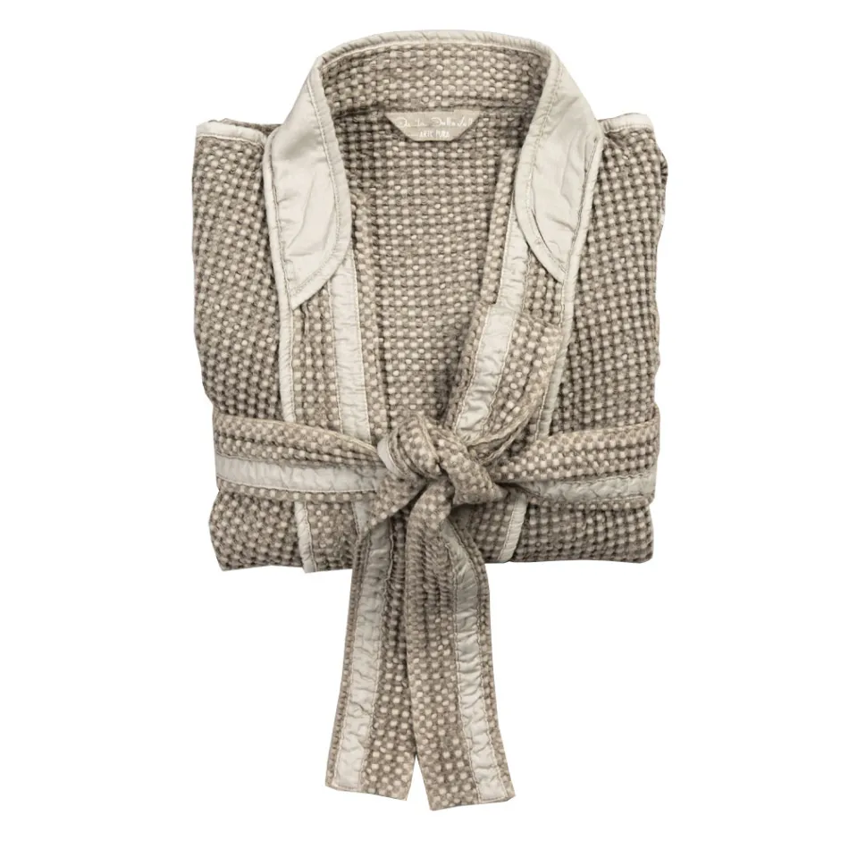 Luxury Kimono Bathrobe in Linen and Cotton, 2 Finishes Made in Italy - Kleone Viadurini