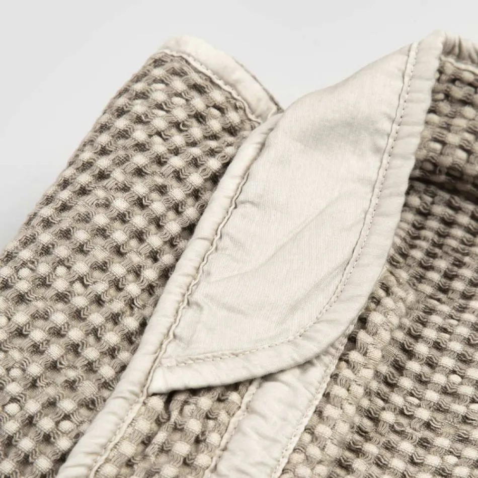 Luxury Kimono Bathrobe in Linen and Cotton, 2 Finishes Made in Italy - Kleone Viadurini