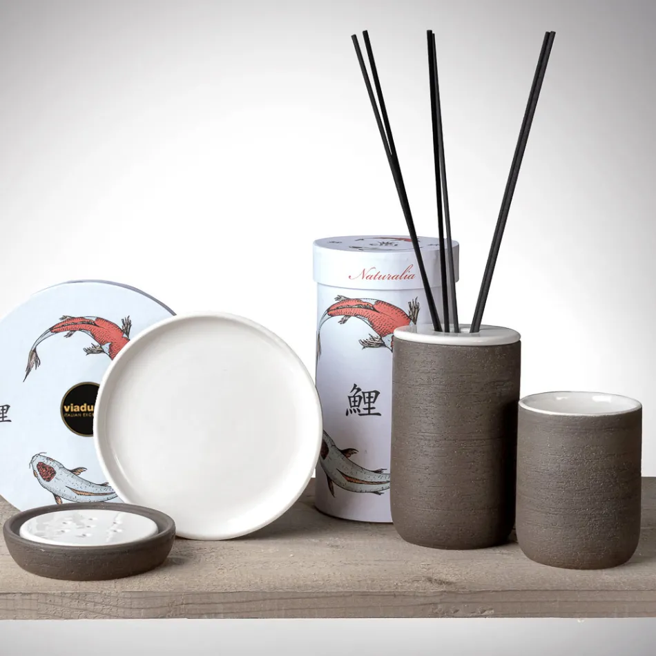 Bathroom Accessories in White Refractory Clay Made in Italy - Antonella Viadurini