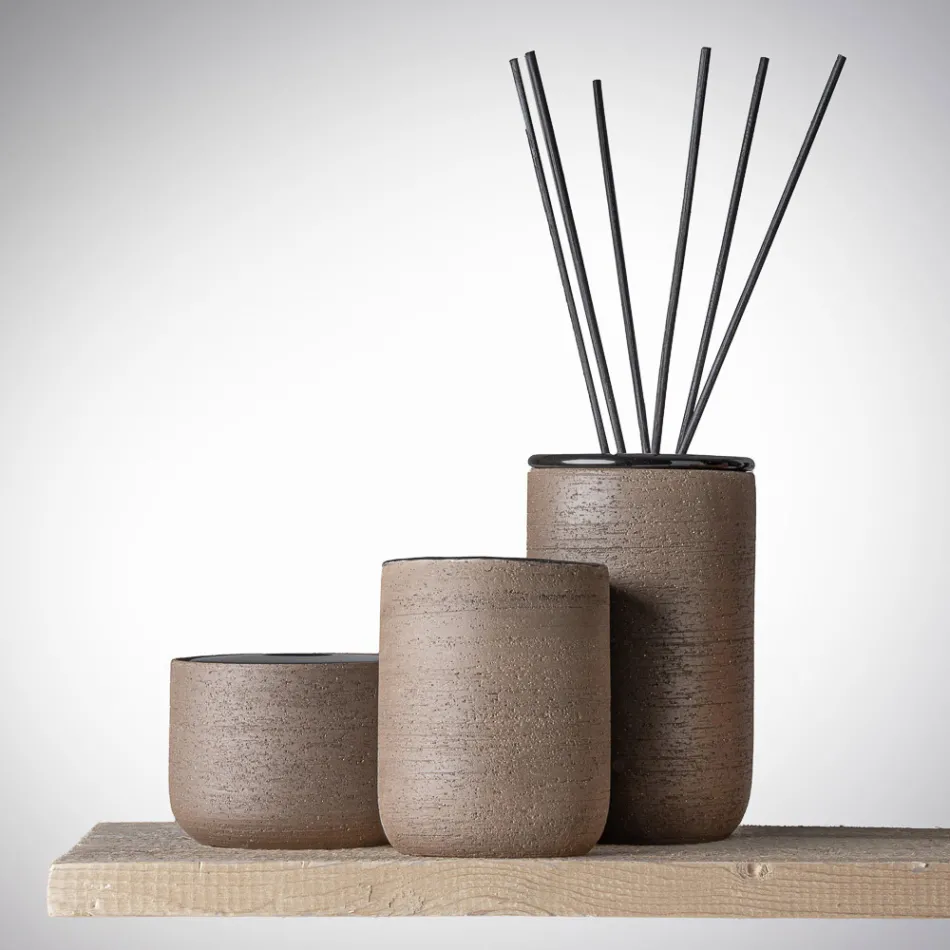 Modern Bathroom Accessories in Black Clay Made in Italy - Antonella Viadurini
