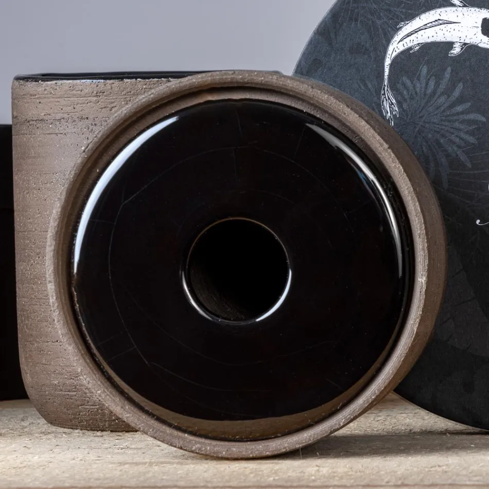 Modern Bathroom Accessories in Black Clay Made in Italy - Antonella Viadurini