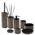 Modern Bathroom Accessories in Black Clay Made in Italy - Antonella Viadurini
