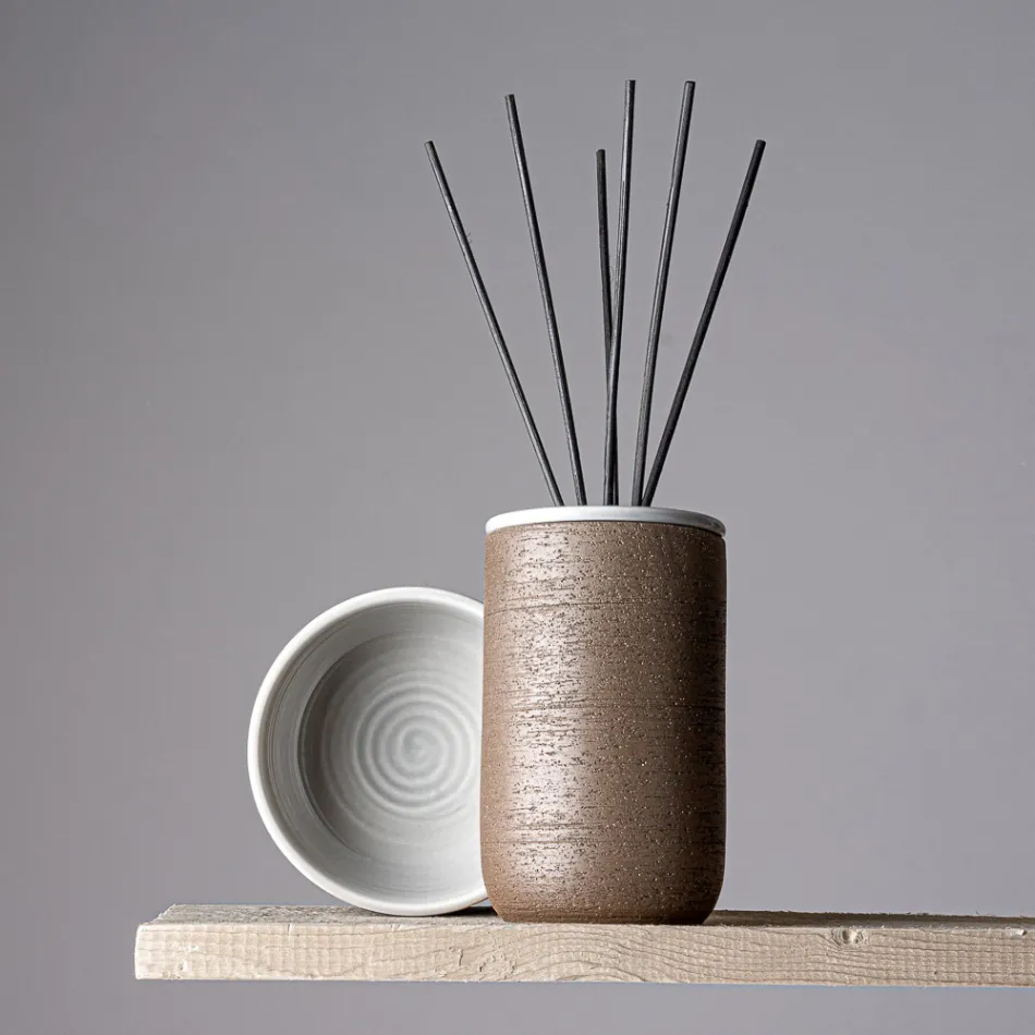 Bathroom Accessories Made in Gray Clay Made in Italy - Antonella Viadurini