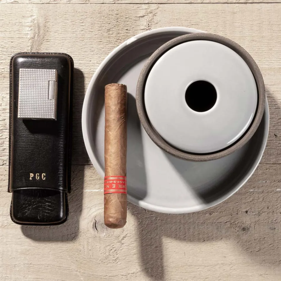 Bathroom Accessories Made in Gray Clay Made in Italy - Antonella Viadurini