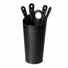 Fireplace accessories with Nilar leather holders, modern design Viadurini