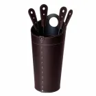 Fireplace accessories with Nilar leather holders, modern design Viadurini
