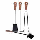 Fireplace accessories with Nilar leather holders, modern design Viadurini