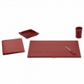 Office Accessories for Desk in Bonded Leather, 5 Pieces - Aristotle