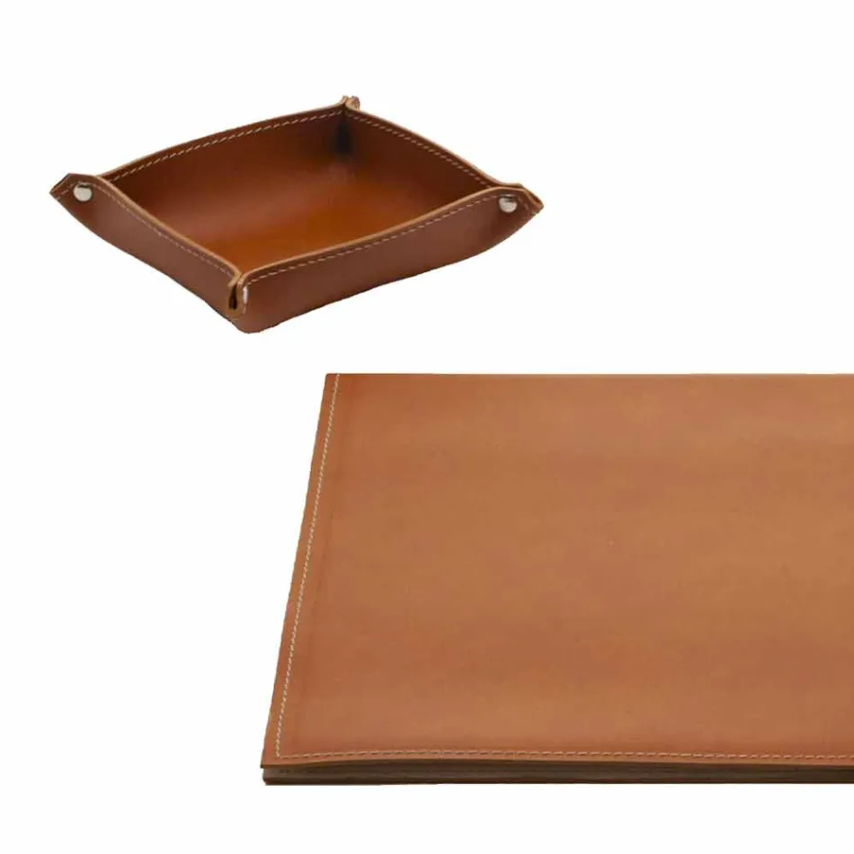 Desk Accessories in Regenerated Leather 5 Pieces Made in Italy - Aristotle Viadurini