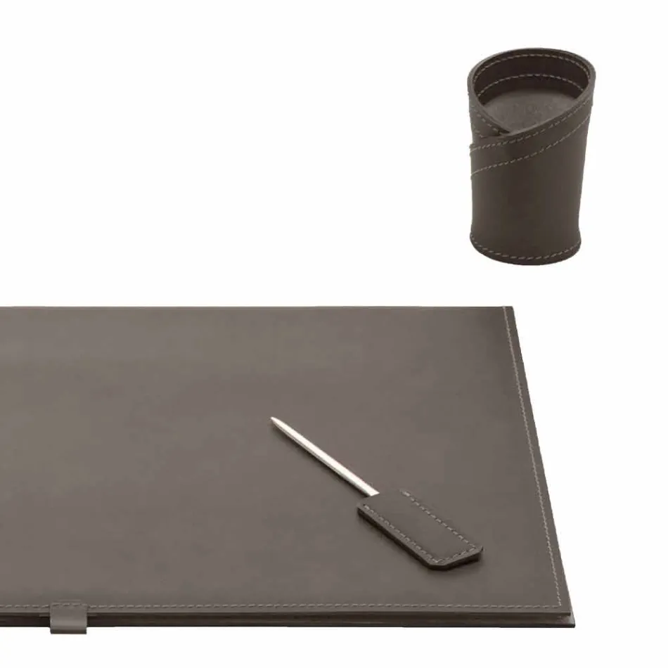 Desk Accessories in Regenerated Leather 5 Pieces Made in Italy - Aristotle Viadurini