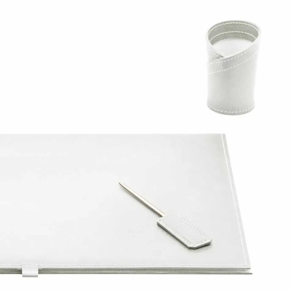 Desk Accessories in Regenerated Leather 5 Pieces Made in Italy - Aristotle Viadurini