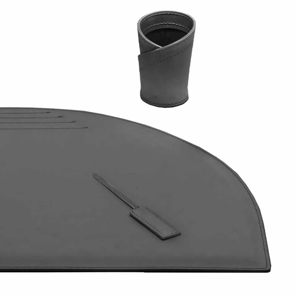 Desk Accessories in Regenerated Leather 4 Pieces Made in Italy - Medea Viadurini