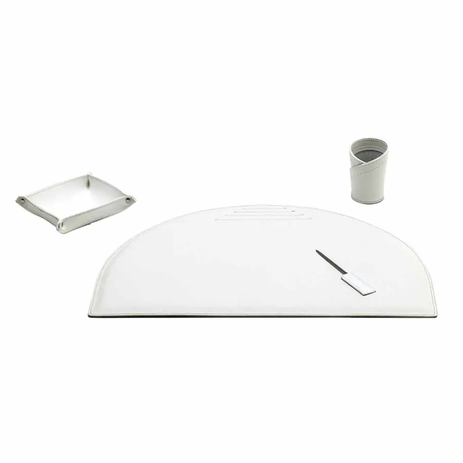 Desk Accessories in Regenerated Leather 4 Pieces Made in Italy - Medea Viadurini