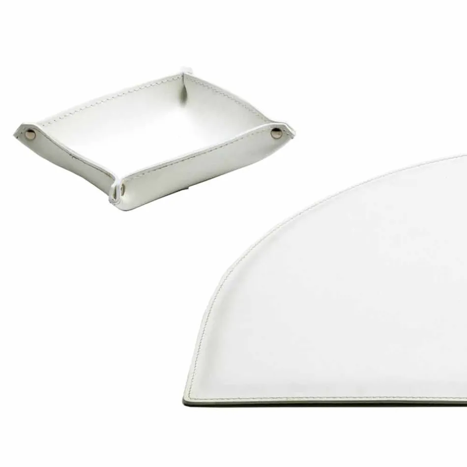 Desk Accessories in Regenerated Leather 4 Pieces Made in Italy - Medea Viadurini